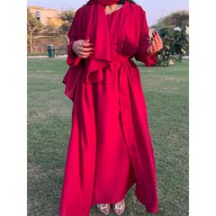 Cardigan Abaya - Red