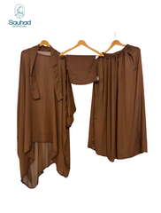 Jilbab Abaya Three Piece Set - Brown