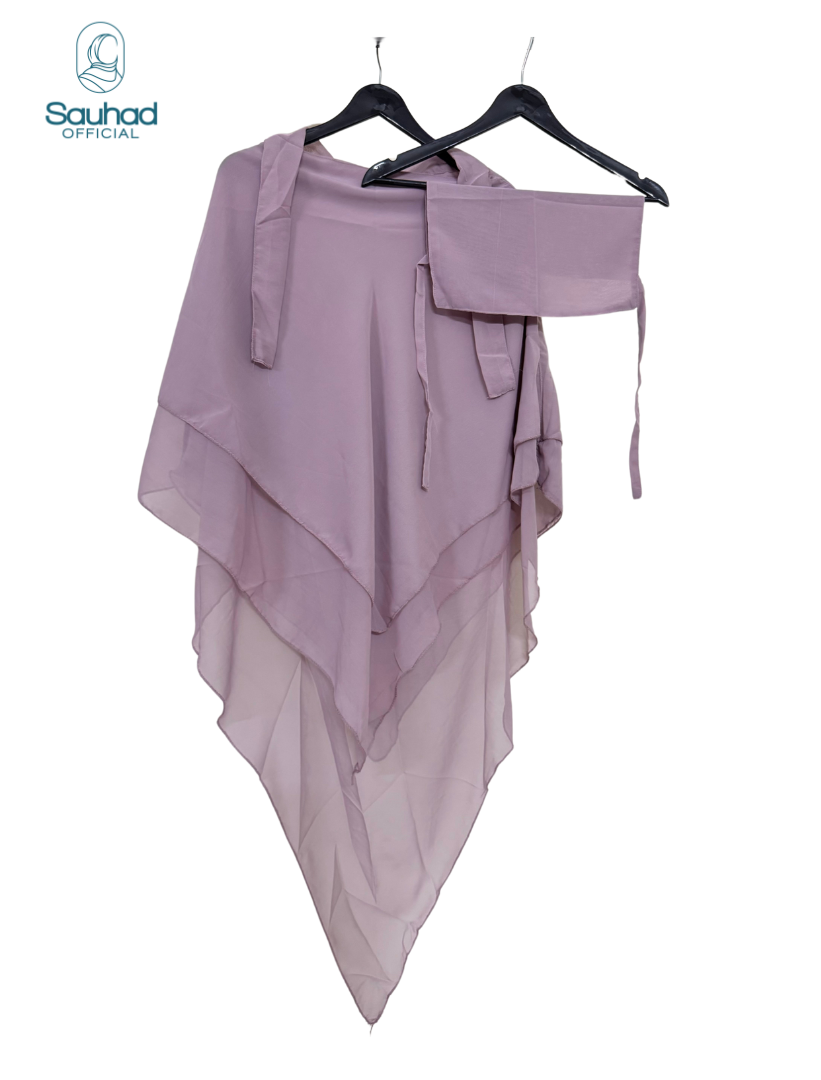 Three Layers Khimar Abaya - Light Purple