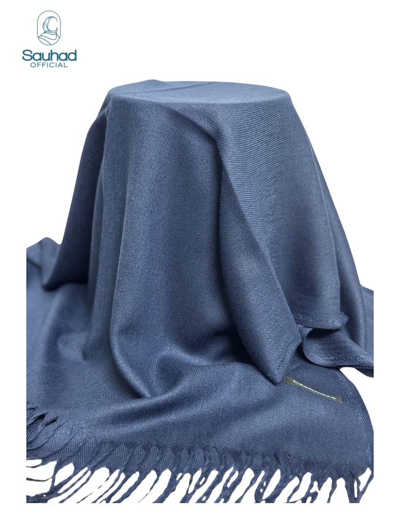 Pure Cashmere Pashmina Winter Scarf - Dark Blue