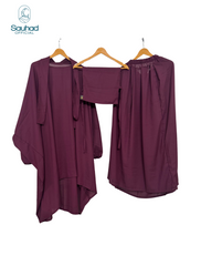 Jilbab Abaya Three Piece Set - Maroon