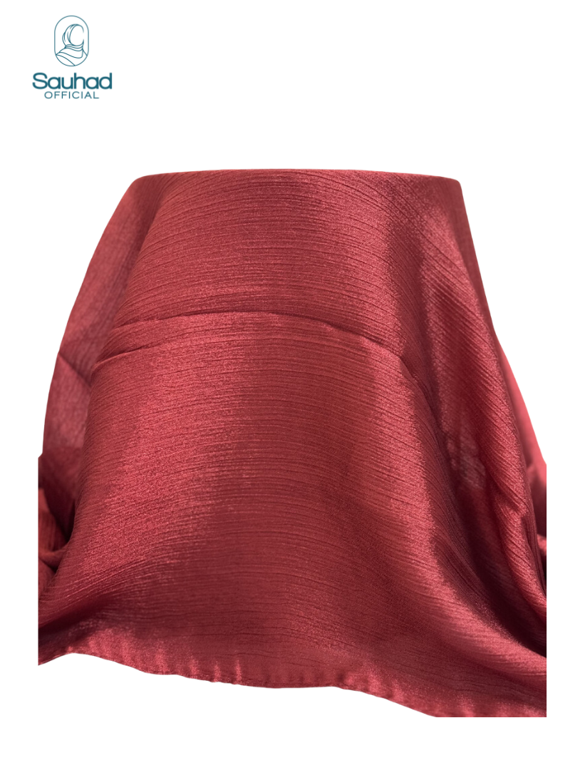 Banarsi Crinkle Silk HIjab - Red