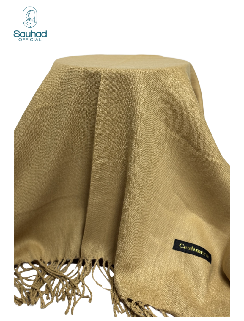 Pure Cashmere Pashmina Winter Scarf - Gold