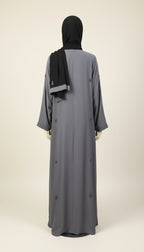 Grey Orchid Abaya set