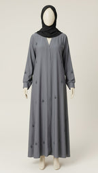 Grey Orchid Abaya set